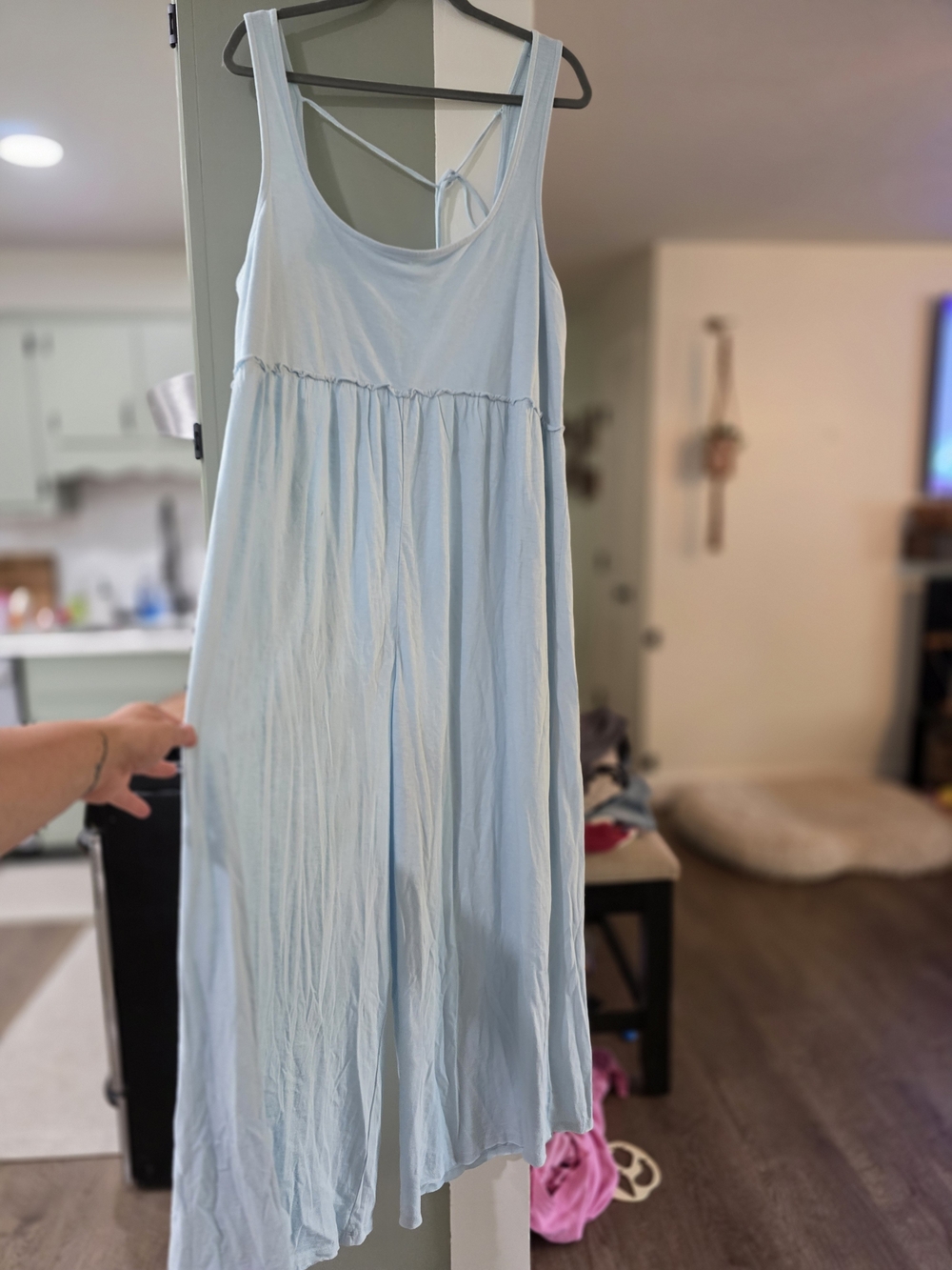 Light Blue Sleeveless Jumpsuit with Scoop Neck